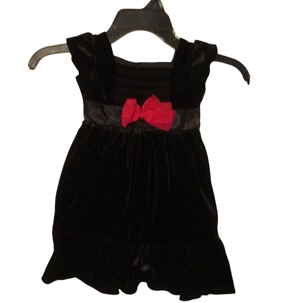 Old Navy Black Velvet Dress Red Bow Toddler Girls 18 24 Months Formal Party